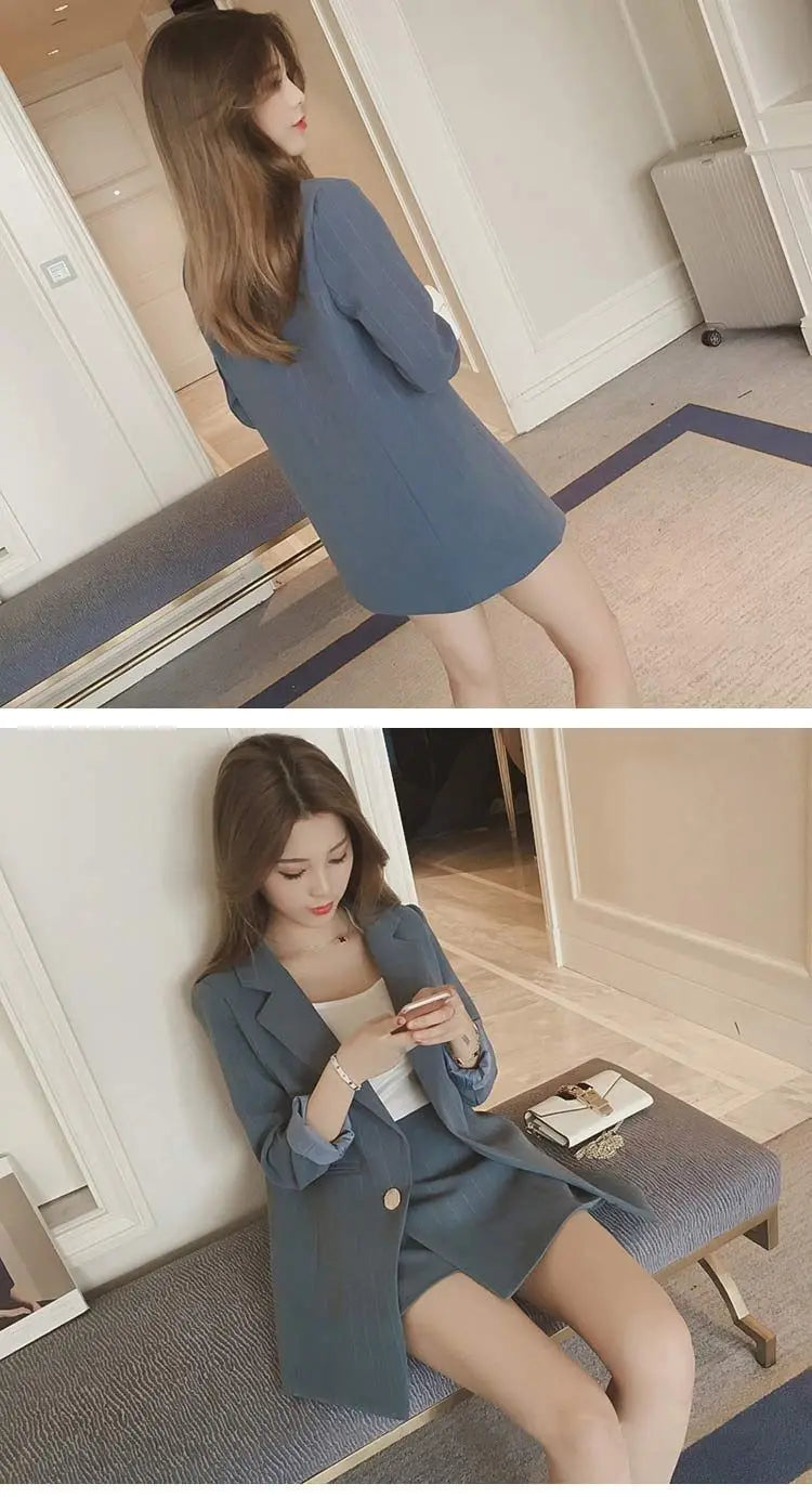 Black Two Piece Set for Women Suit with Skirt and Blazer Pink 2024 Office Long Sleeve Womens Short 2 Sets Outfit Summer Mini Hot