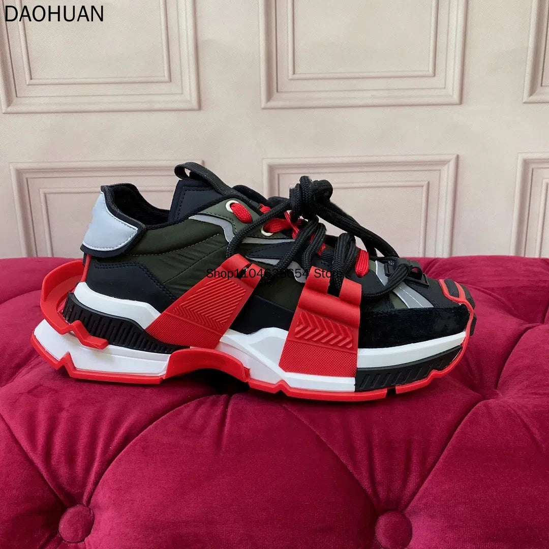 Men's Luxury Trendy New Patchwork Thick Soled Casual Skateboard Shoes, Women's Fashionable Retro Versatile Prom Sneakers