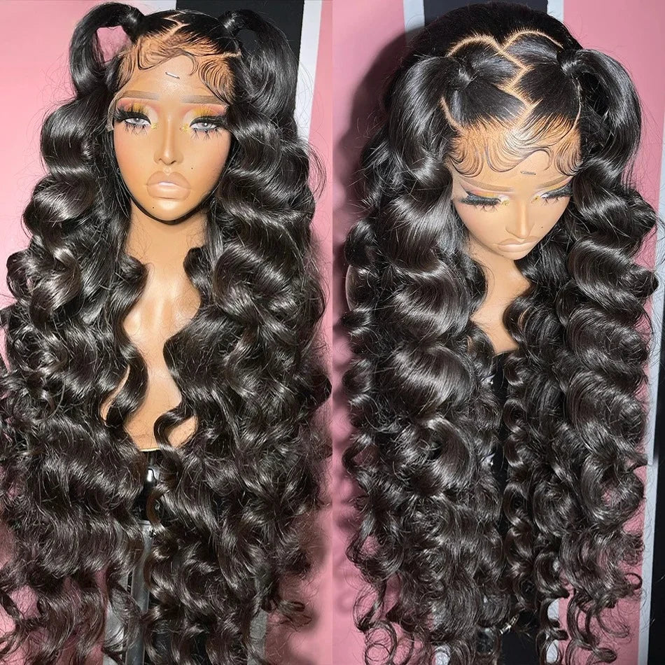 Mossily 300 Density Loose Wave 13x4 HD Lace Front Wig 40 Inch Brazilian Curly Deep Wave 13x6 Lace Frontal Human Hair Wigs Women