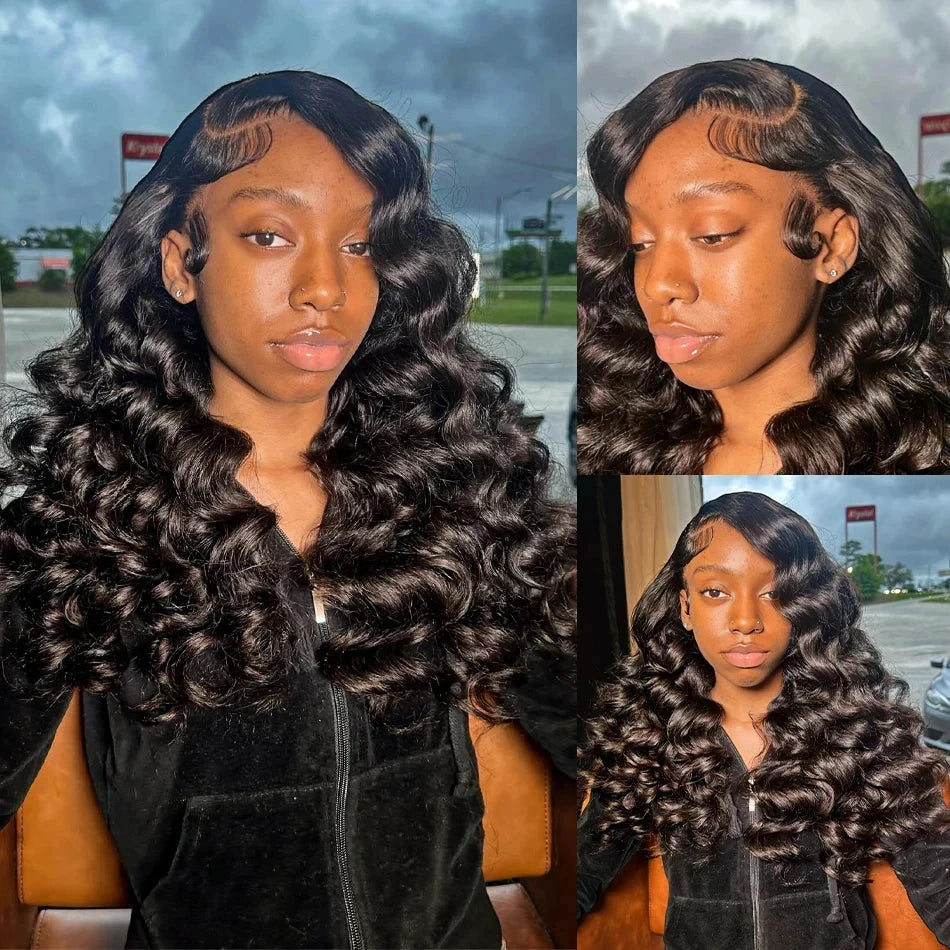 Mossily 300 Density Loose Wave 13x4 HD Lace Front Wig 40 Inch Brazilian Curly Deep Wave 13x6 Lace Frontal Human Hair Wigs Women