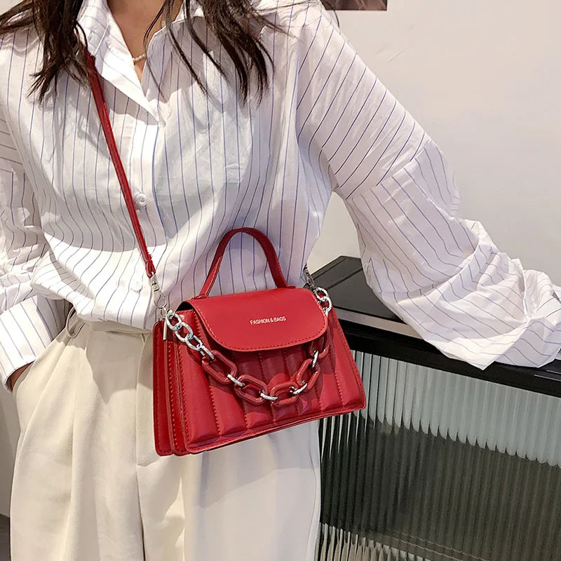 New Chains Shoulder Bag Women Solid Color Crossbody Bag Designer Messenger Handbag and Purse Luxury Top-handle Bag feminina