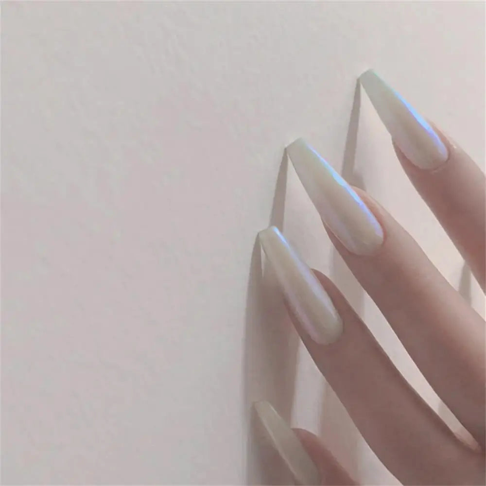 20pcs/Set Long Coffin Fake Nails Rainbow Ballerina Full Cover Nail Art Tips Beauty Artificial False Nails Manicure Charms