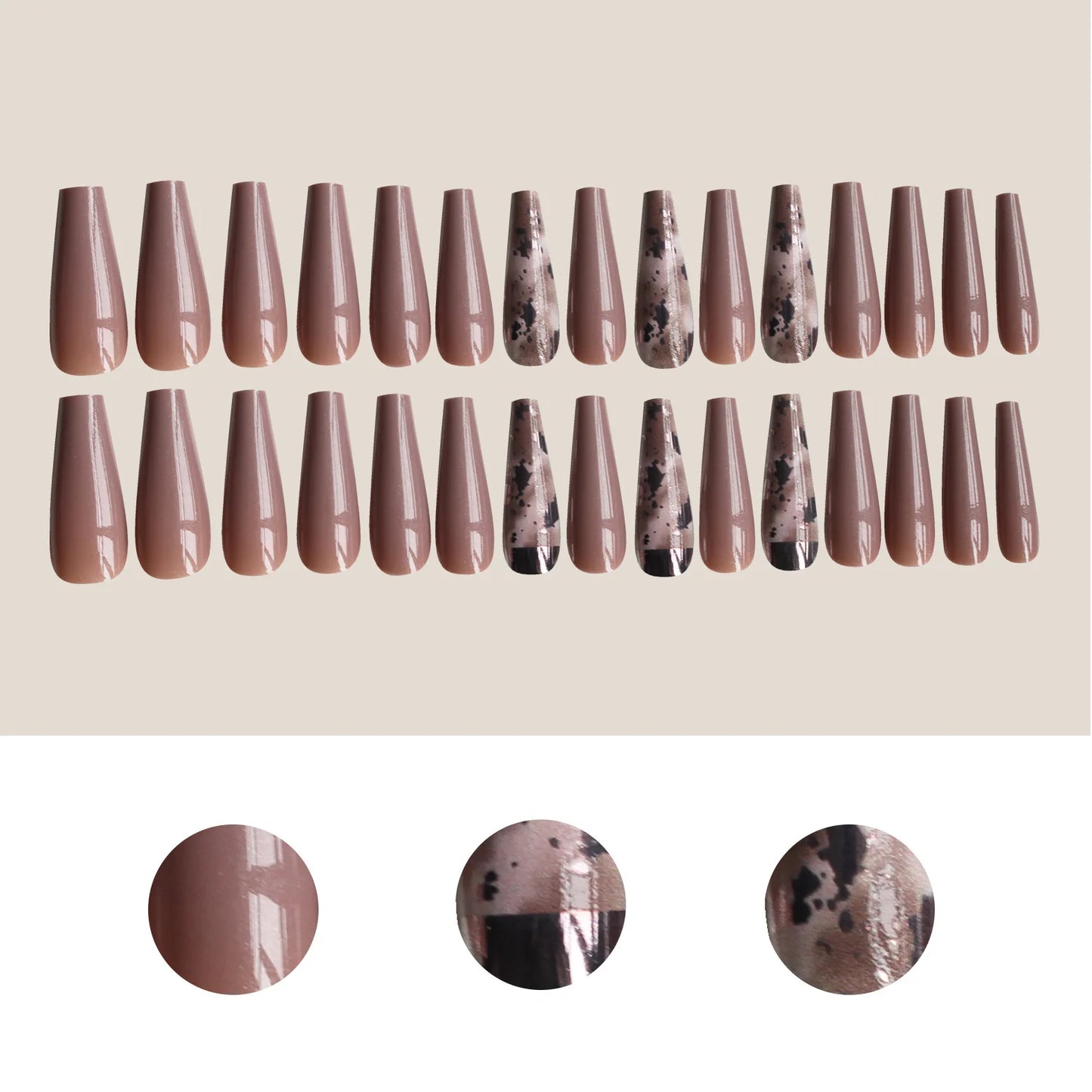 20pcs/Set Long Coffin Fake Nails Rainbow Ballerina Full Cover Nail Art Tips Beauty Artificial False Nails Manicure Charms