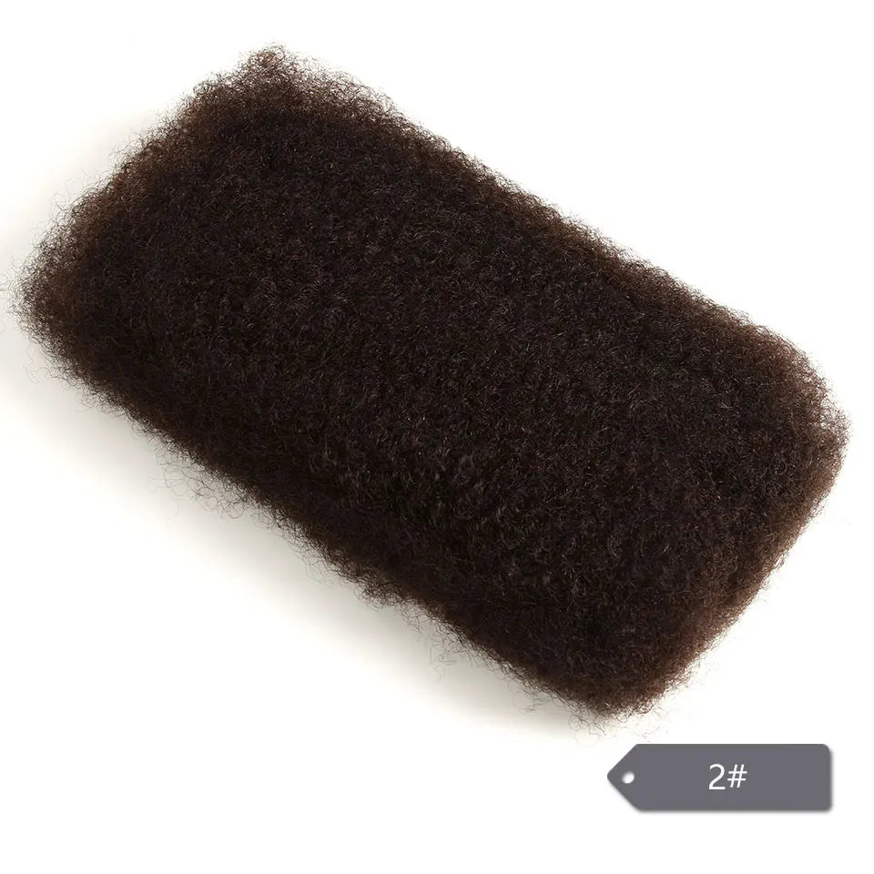 QVR Afro Kinky Bulk Human Hair Extensions Natural Black/Brown/Grey - Lightweight for Braiding, Styling & Everyday Wear