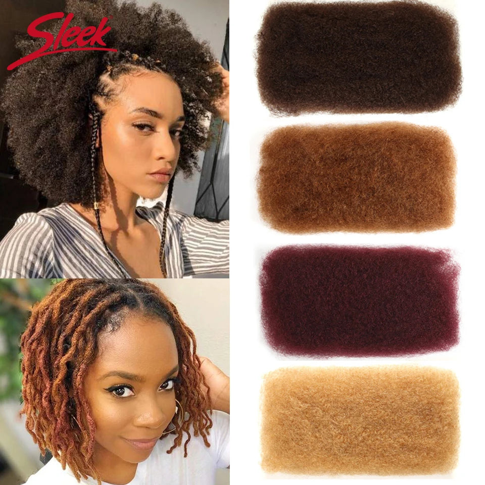 QVR Afro Kinky Bulk Human Hair Extensions Natural Black/Brown/Grey - Lightweight for Braiding, Styling & Everyday Wear