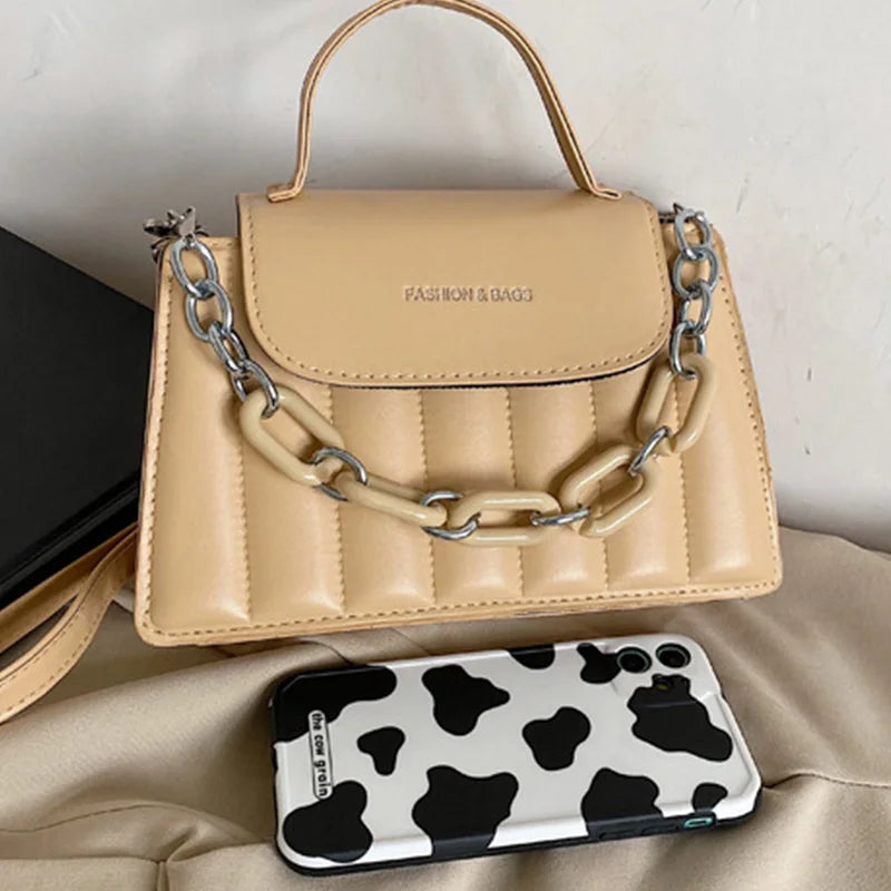 New Chains Shoulder Bag Women Solid Color Crossbody Bag Designer Messenger Handbag and Purse Luxury Top-handle Bag feminina