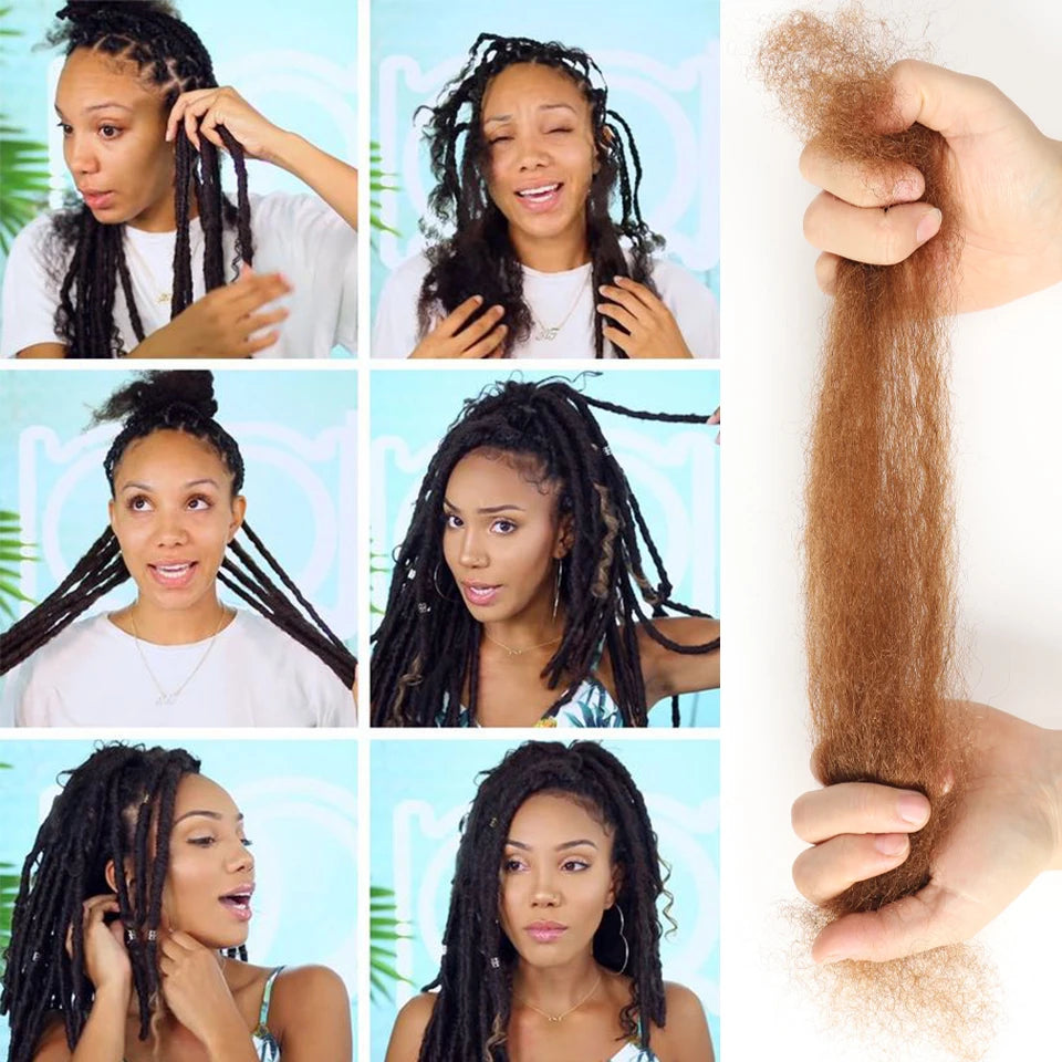 QVR Afro Kinky Bulk Human Hair Extensions Natural Black/Brown/Grey - Lightweight for Braiding, Styling & Everyday Wear