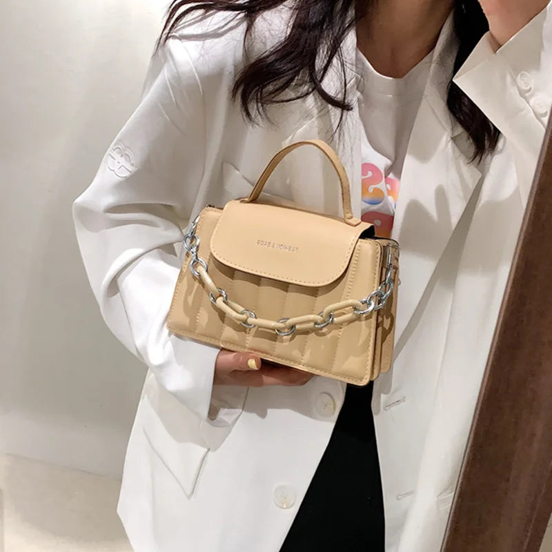 New Chains Shoulder Bag Women Solid Color Crossbody Bag Designer Messenger Handbag and Purse Luxury Top-handle Bag feminina