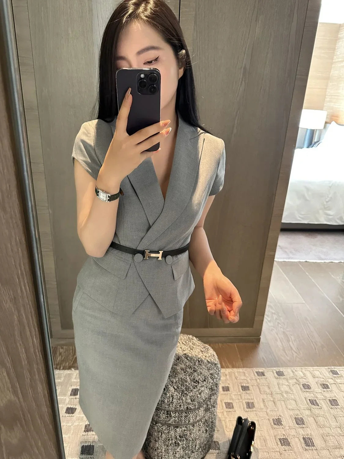 Short Sleeve Woman Outfit Sexy Office Skirt 2 Pieces Sets for Women Korea New in The Same Clothing Trend 2024 Festival Matching