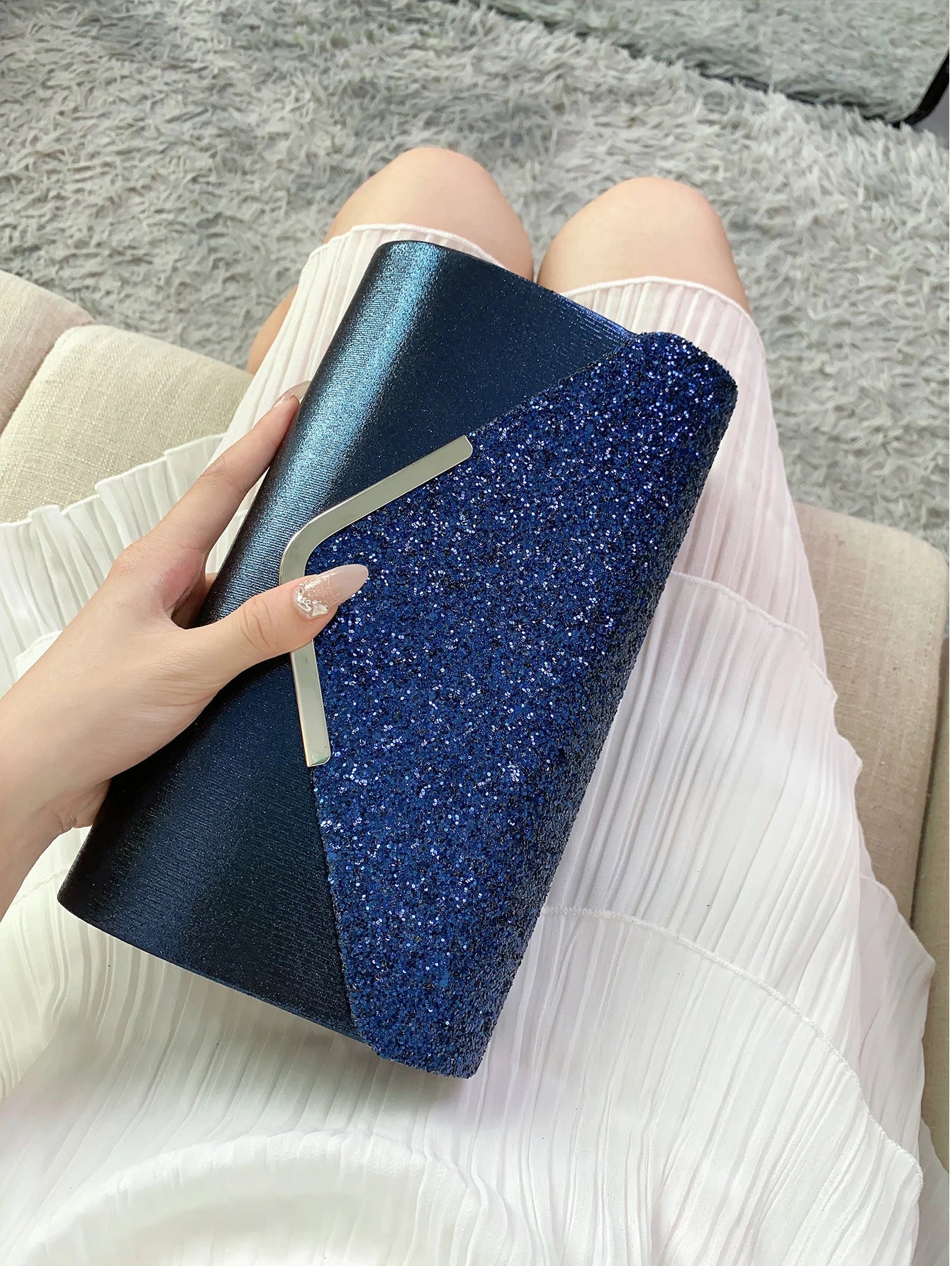 Glitter Bling,Shiny Elegant And Fashionable Envelope Clutch Bag, Party Wedding Handbag For Women Dinner Bag