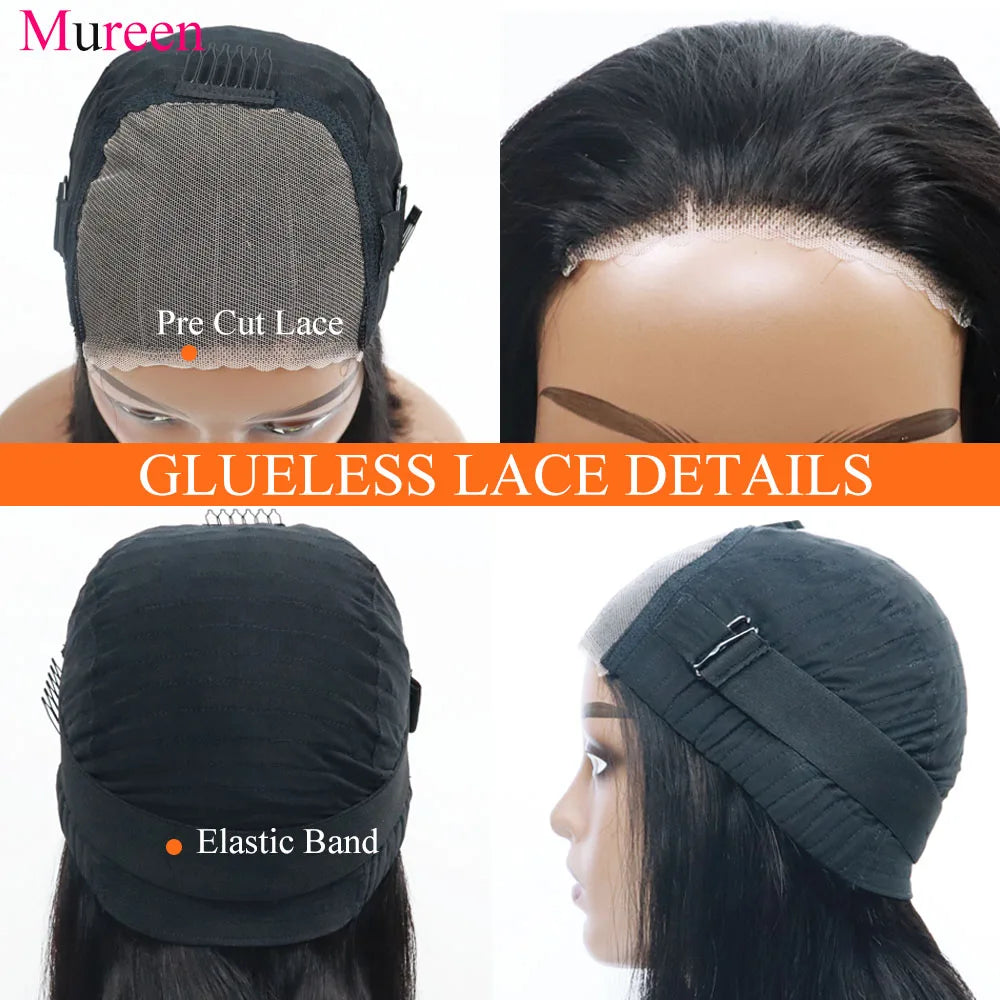 250% Density Glueless Wigs Human Hair Ready To Wear Body Wave Pre Cut Lace Wear And Go Wig 4X4 Lace Closure Wig