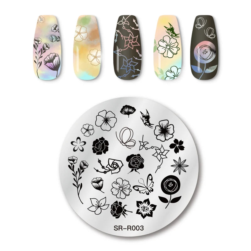 Nail Stamping Plate Flower Leaf Geometry Stamp Template Snakeskin Nail Image Plate Stencil DIY Printing Stainless Steel Tools