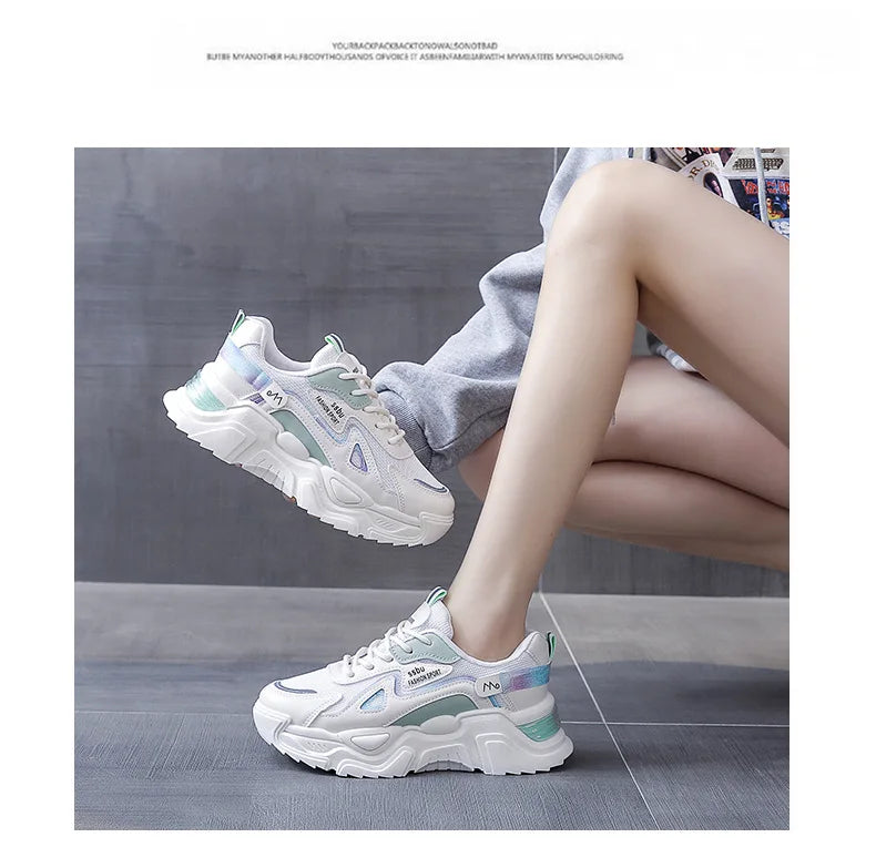 2024 women's Sports Platform Shoes Increased Breathable Women's Casual sneakers Lightweight Running Shoes Zapatillas De Mujer