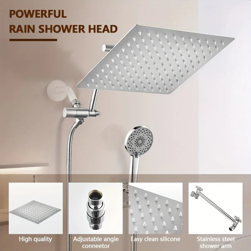 Bathroom chrome plated concealed stainless steel pressurized shower shower set with extended lever arm, toilet top spray shower