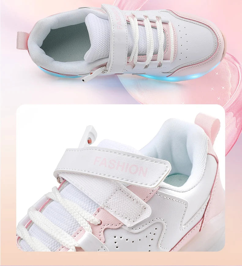 Kid Led Sneakers USB Charging Luminous Shoes Outdoor Sport Roller Skates Children Four Wheels Boys Girls Casual Shoes Glowing