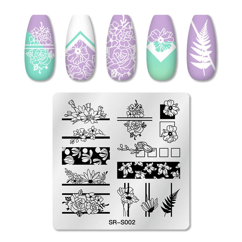 Nail Stamping Plate Flower Leaf Geometry Stamp Template Snakeskin Nail Image Plate Stencil DIY Printing Stainless Steel Tools