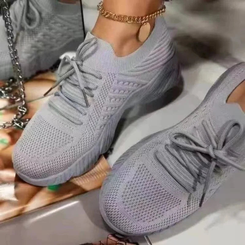 Women's Sneakers Breathable Casual Women Socks Shoes Lace Up Ladies Flats Female Spring Vulcanized Running Zapatillas De Mujer