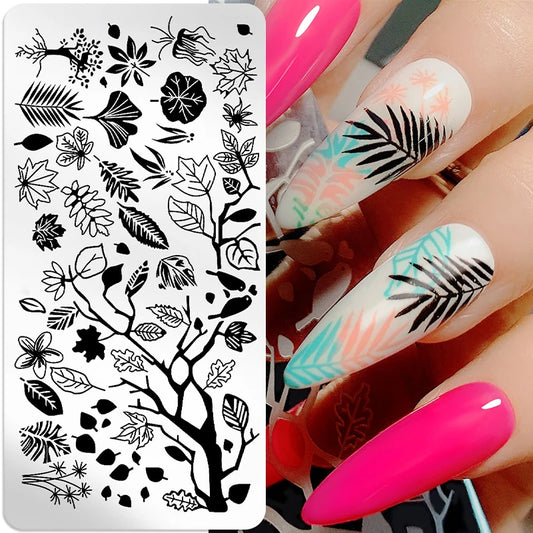 Nail Stamping Plate Flower Leaf Geometry Stamp Template Snakeskin Nail Image Plate Stencil DIY Printing Stainless Steel Tools