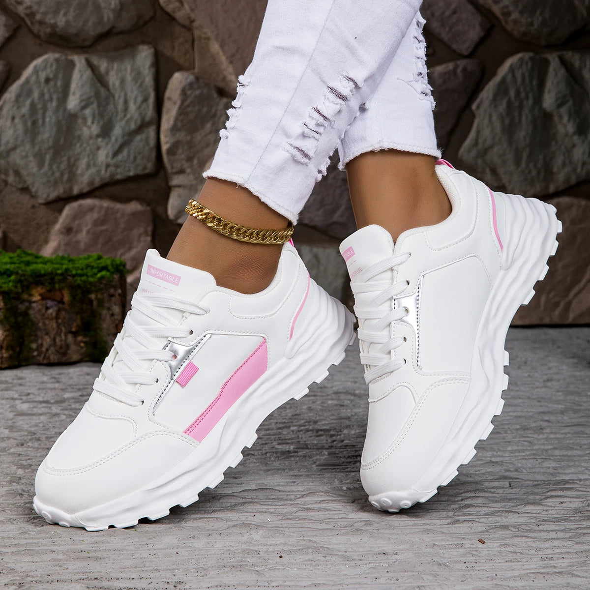 Sneakers Women Lace Up Flats Ladies Outdoor Running Walking Shoes Comfortable Breathable Female Footwear Big size zapatos mujer
