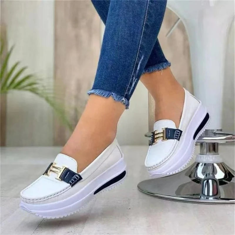Women Vulcanized Shoes Round Toe Sneakers Outdoor Female Casual Shoes Platform Walking Women Shoes Shallow Slip-on Flat Shoe New