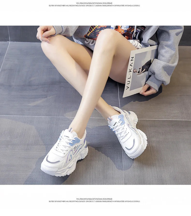 2024 women's Sports Platform Shoes Increased Breathable Women's Casual sneakers Lightweight Running Shoes Zapatillas De Mujer