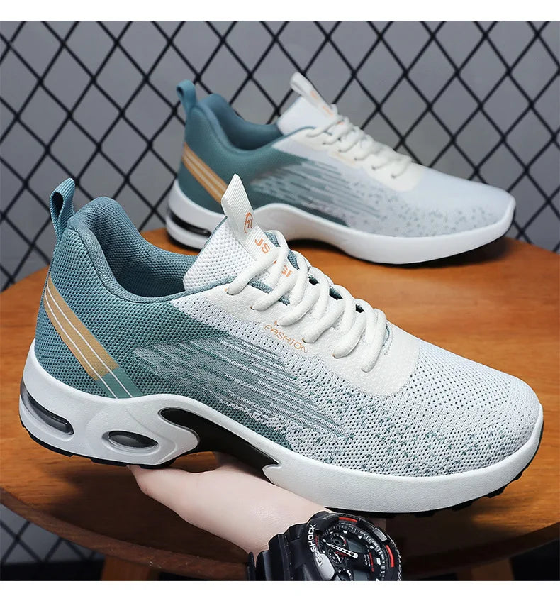 Men's Shoes Spring fashion 2025 lace-up Soft sole sports single shoes flying woven Casual style men's Running shoes sneakers
