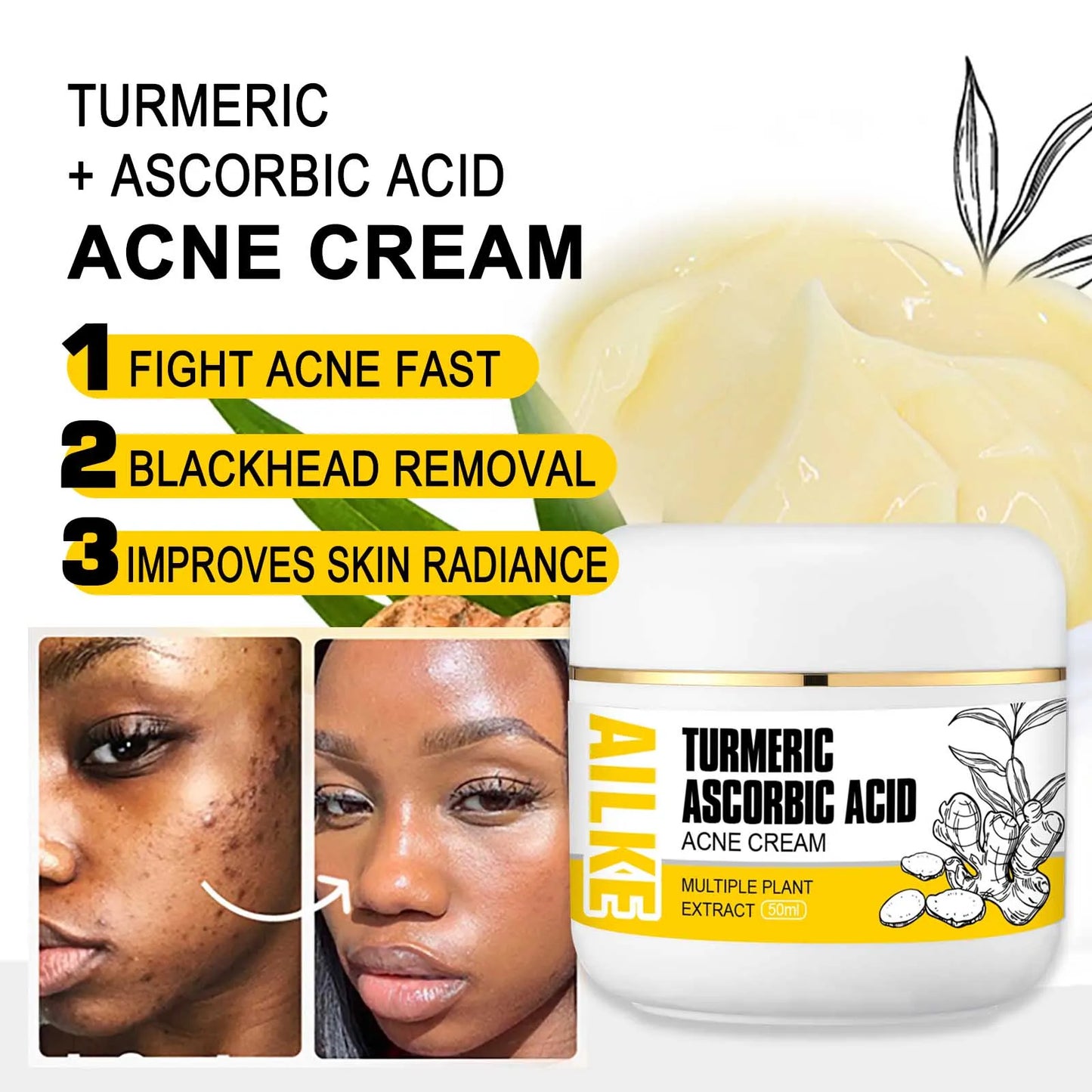 Organic Turmeric Skin Care Kit, Brighten, Remove Darkness, Lighten, Hydration, Exfoliate, Even Skin Tone, for Private Label