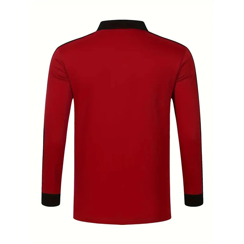 2024 Men's long sleeved polo shirt, spring and autumn casual sports breathable top, men's fashion patchwork polo shirt