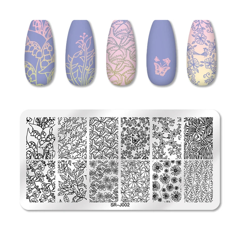 Nail Stamping Plate Flower Leaf Geometry Stamp Template Snakeskin Nail Image Plate Stencil DIY Printing Stainless Steel Tools