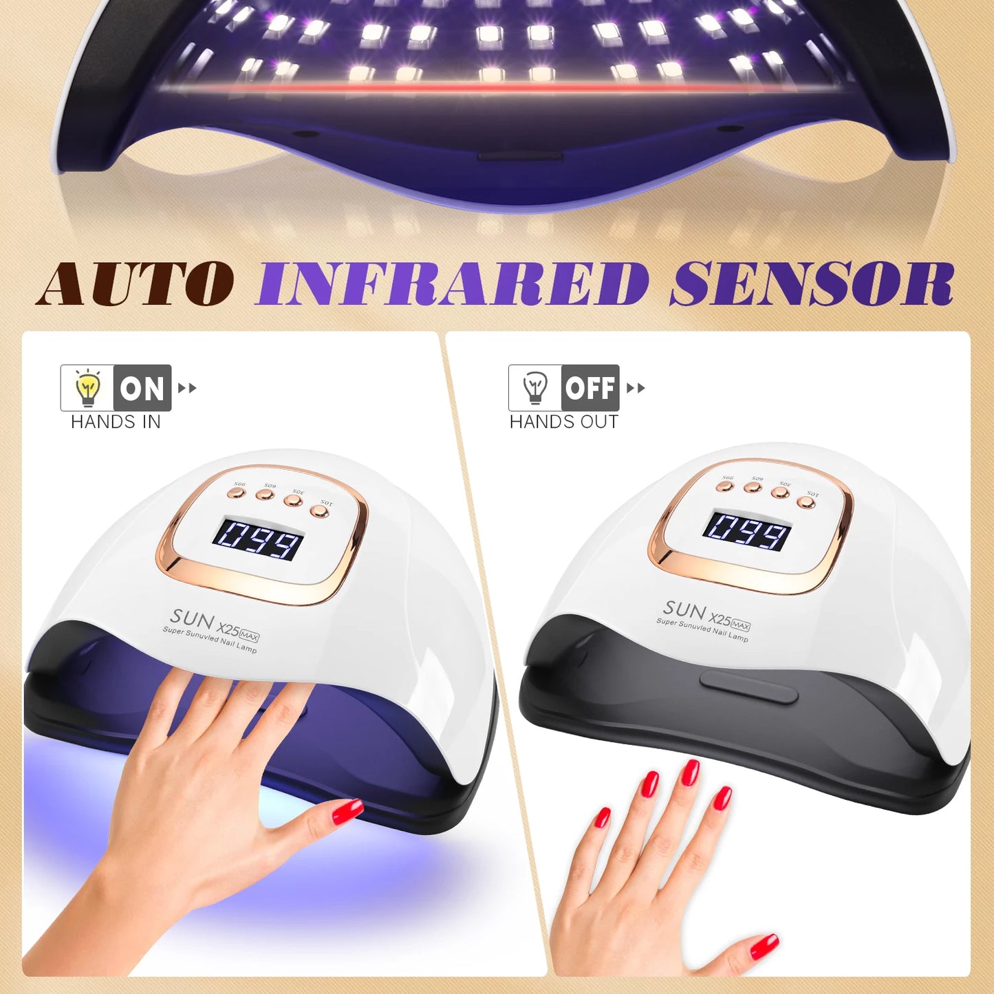 DianaBeauty 380W LED UV Lamp Dryer for Nails Gel Polish Drying Lamp with 4 Timer Setting Auto Sensor Professional Nail Light