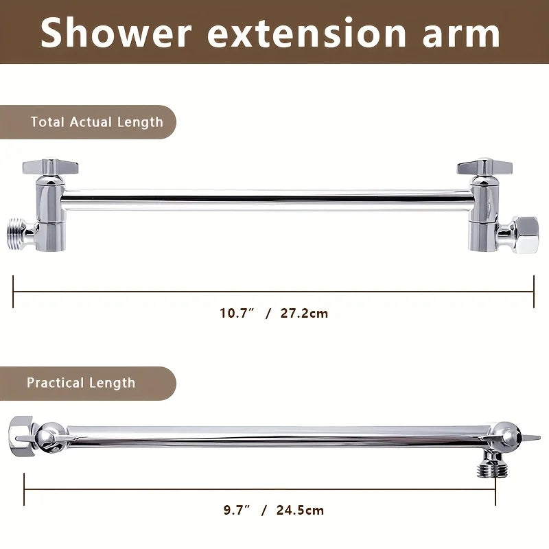 Bathroom chrome plated concealed stainless steel pressurized shower shower set with extended lever arm, toilet top spray shower