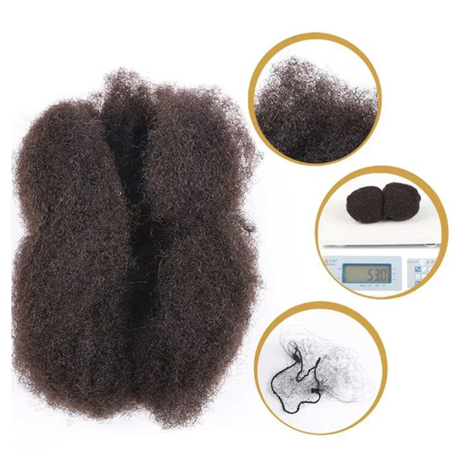 QVR Afro Kinky Bulk Human Hair Extensions Natural Black/Brown/Grey - Lightweight for Braiding, Styling & Everyday Wear