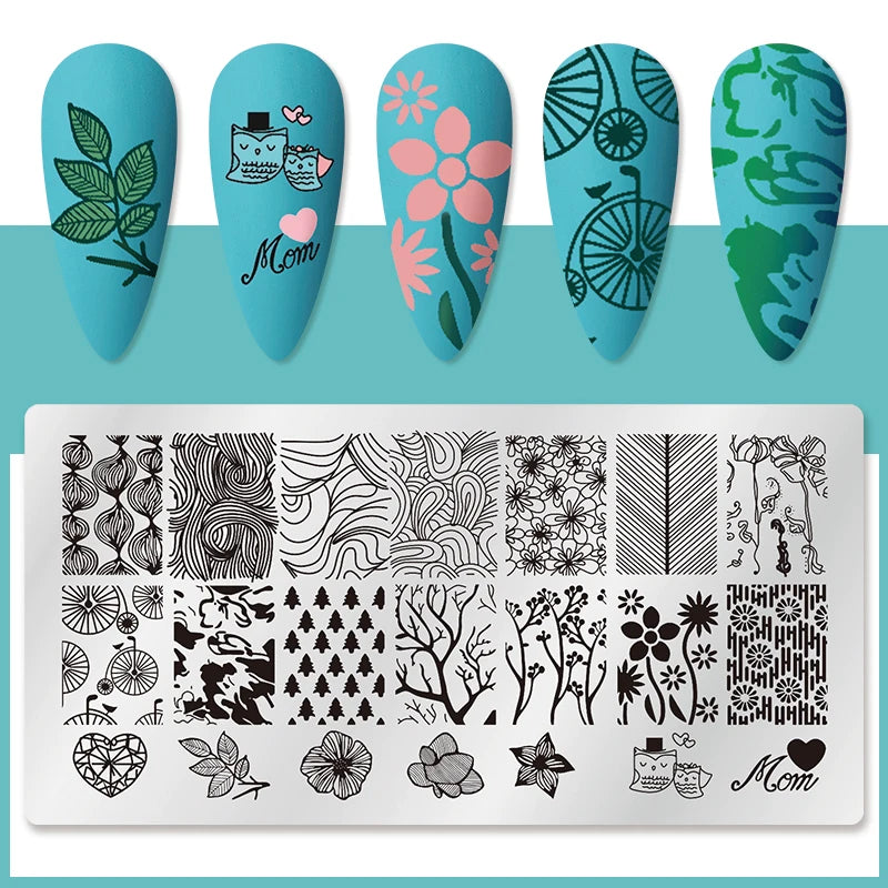 Nail Stamping Plate Flower Leaf Geometry Stamp Template Snakeskin Nail Image Plate Stencil DIY Printing Stainless Steel Tools