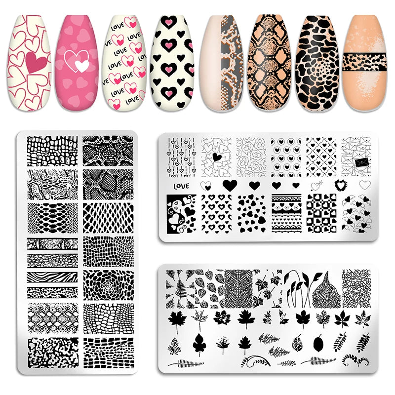 Nail Stamping Plate Flower Leaf Geometry Stamp Template Snakeskin Nail Image Plate Stencil DIY Printing Stainless Steel Tools