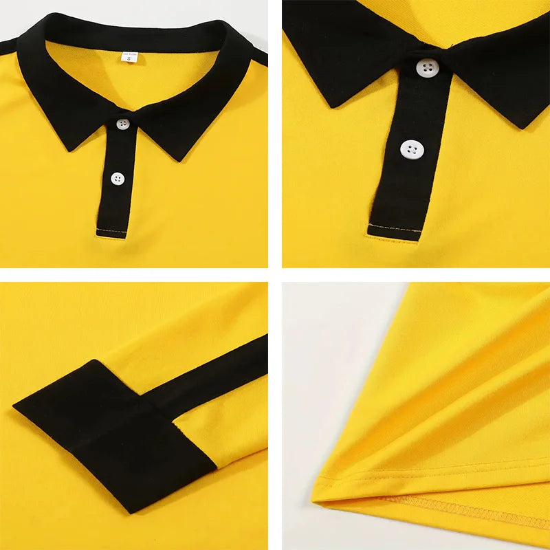 2024 Men's long sleeved polo shirt, spring and autumn casual sports breathable top, men's fashion patchwork polo shirt