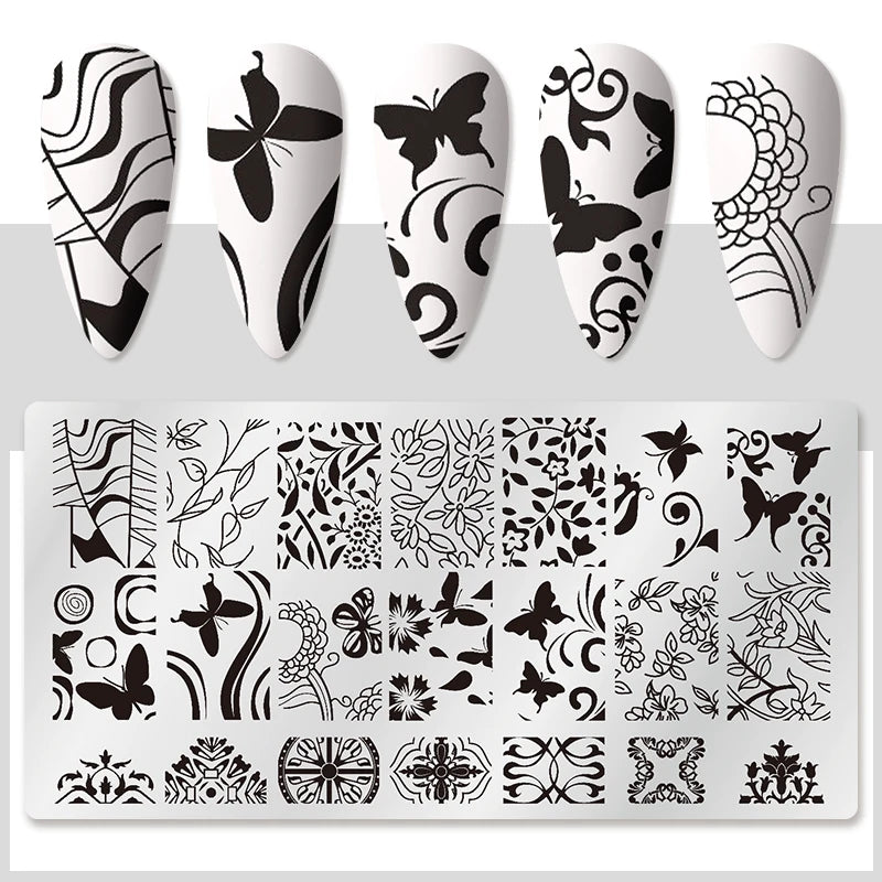 Nail Stamping Plate Flower Leaf Geometry Stamp Template Snakeskin Nail Image Plate Stencil DIY Printing Stainless Steel Tools