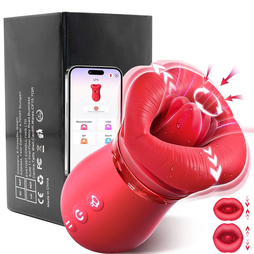 Mouthpiece rose sex toy tongue licking clitoris nipple sucking stimulation sexual intercourse vibrating massager adult products