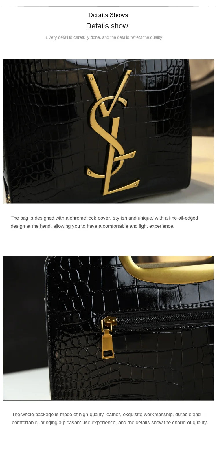 High-grade light luxury handbag 2024 new autumn and winter fashion Tote bag women's crocodile print single shoulder crossbodybag