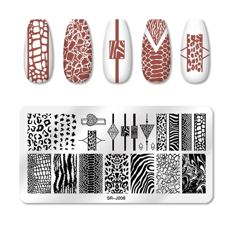 Nail Stamping Plate Flower Leaf Geometry Stamp Template Snakeskin Nail Image Plate Stencil DIY Printing Stainless Steel Tools