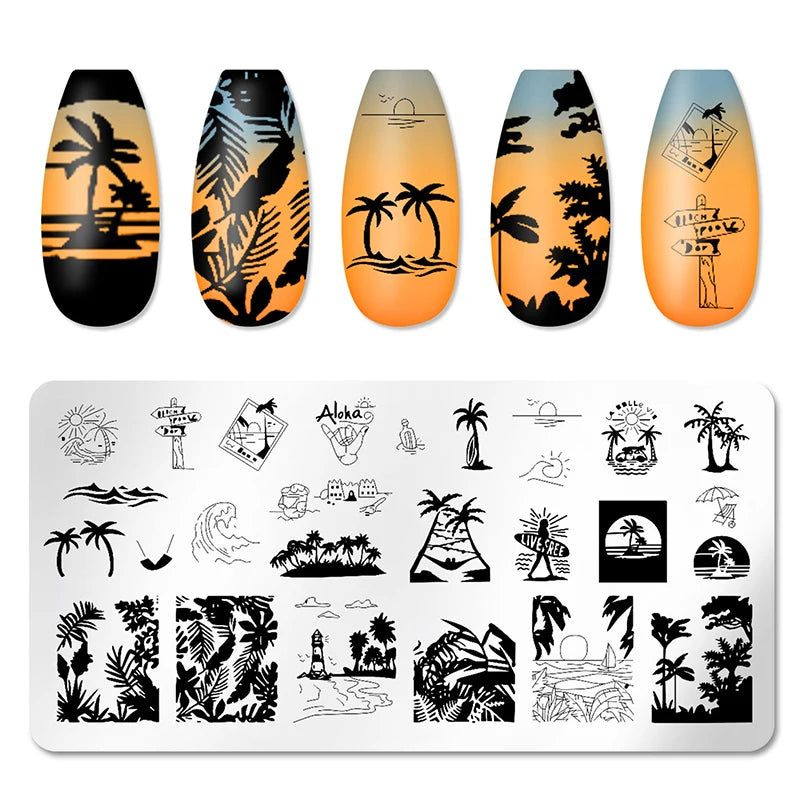 Nail Stamping Plate Flower Leaf Geometry Stamp Template Snakeskin Nail Image Plate Stencil DIY Printing Stainless Steel Tools