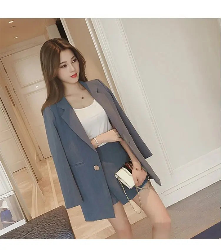 Black Two Piece Set for Women Suit with Skirt and Blazer Pink 2024 Office Long Sleeve Womens Short 2 Sets Outfit Summer Mini Hot