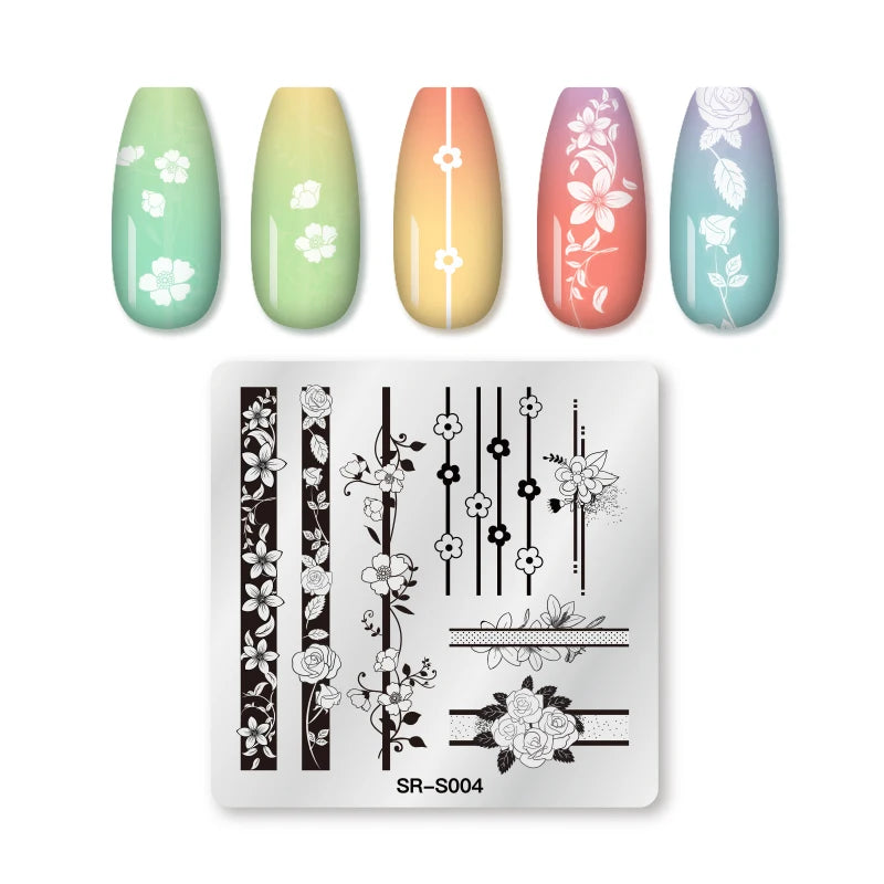 Nail Stamping Plate Flower Leaf Geometry Stamp Template Snakeskin Nail Image Plate Stencil DIY Printing Stainless Steel Tools