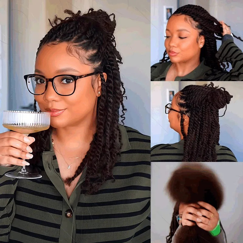 QVR Afro Kinky Bulk Human Hair Extensions 10"-22" 50Gram/pc Bigger Afro Kinky Bulk For Braiding DreadLock Natural Color