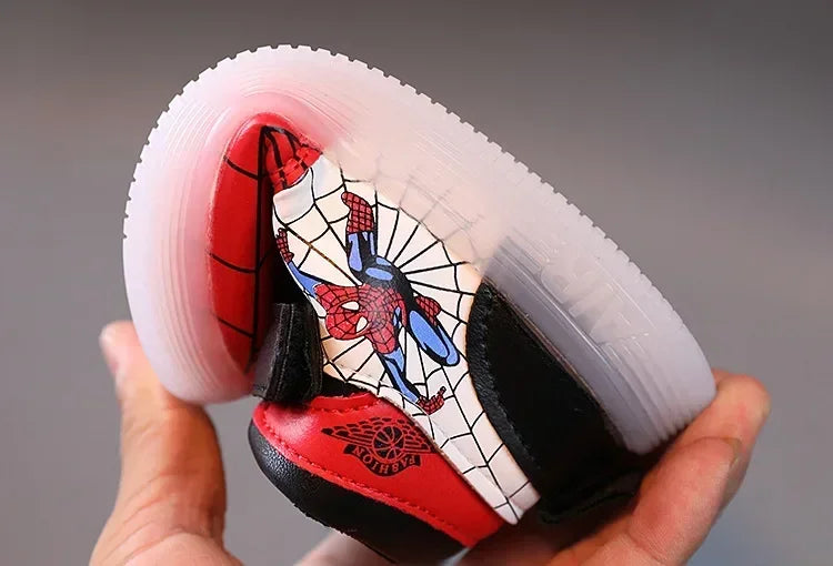 Disney Children's Led Light Shoes Fashion Aoger Spiderman Boys Sneakers Girls Cartton Casual Shoes Breathable Kids Sport Shoes