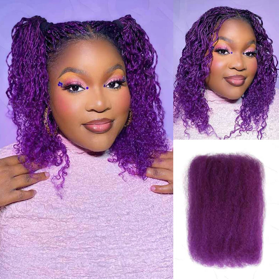 QVR Afro Kinky Bulk Human Hair Extensions 10"-22" 50Gram/pc Bigger Afro Kinky Bulk For Braiding DreadLock Natural Color