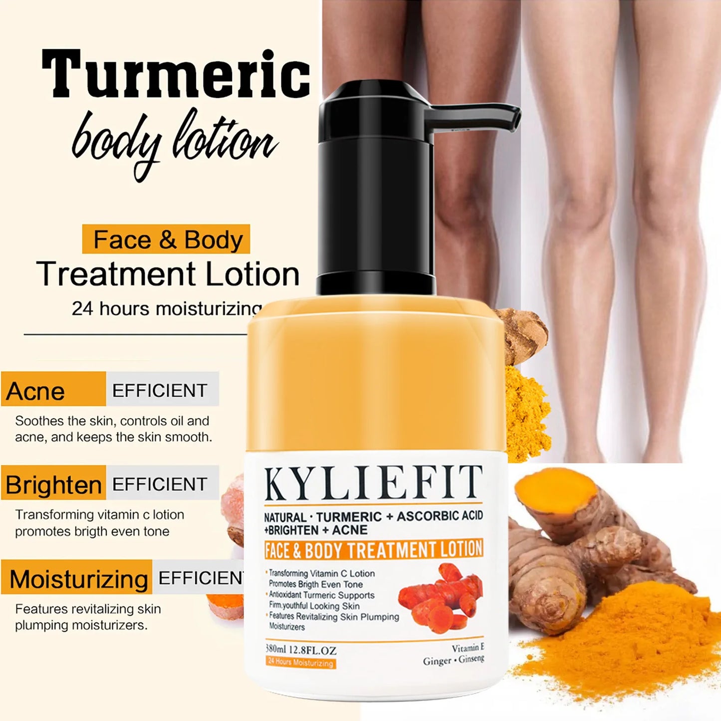Organic Turmeric Skin Care Kit, Brighten, Remove Darkness, Lighten, Hydration, Exfoliate, Even Skin Tone, for Private Label