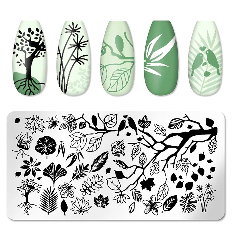 Nail Stamping Plate Flower Leaf Geometry Stamp Template Snakeskin Nail Image Plate Stencil DIY Printing Stainless Steel Tools