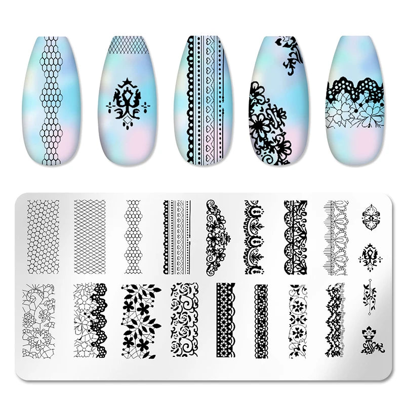 Nail Stamping Plate Flower Leaf Geometry Stamp Template Snakeskin Nail Image Plate Stencil DIY Printing Stainless Steel Tools