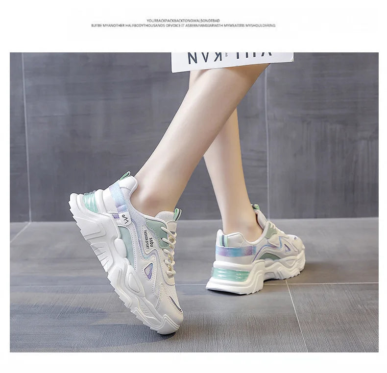 2024 women's Sports Platform Shoes Increased Breathable Women's Casual sneakers Lightweight Running Shoes Zapatillas De Mujer