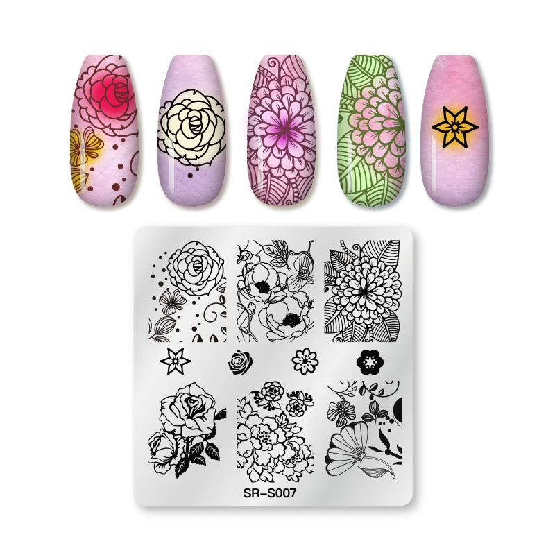 Nail Stamping Plate Flower Leaf Geometry Stamp Template Snakeskin Nail Image Plate Stencil DIY Printing Stainless Steel Tools